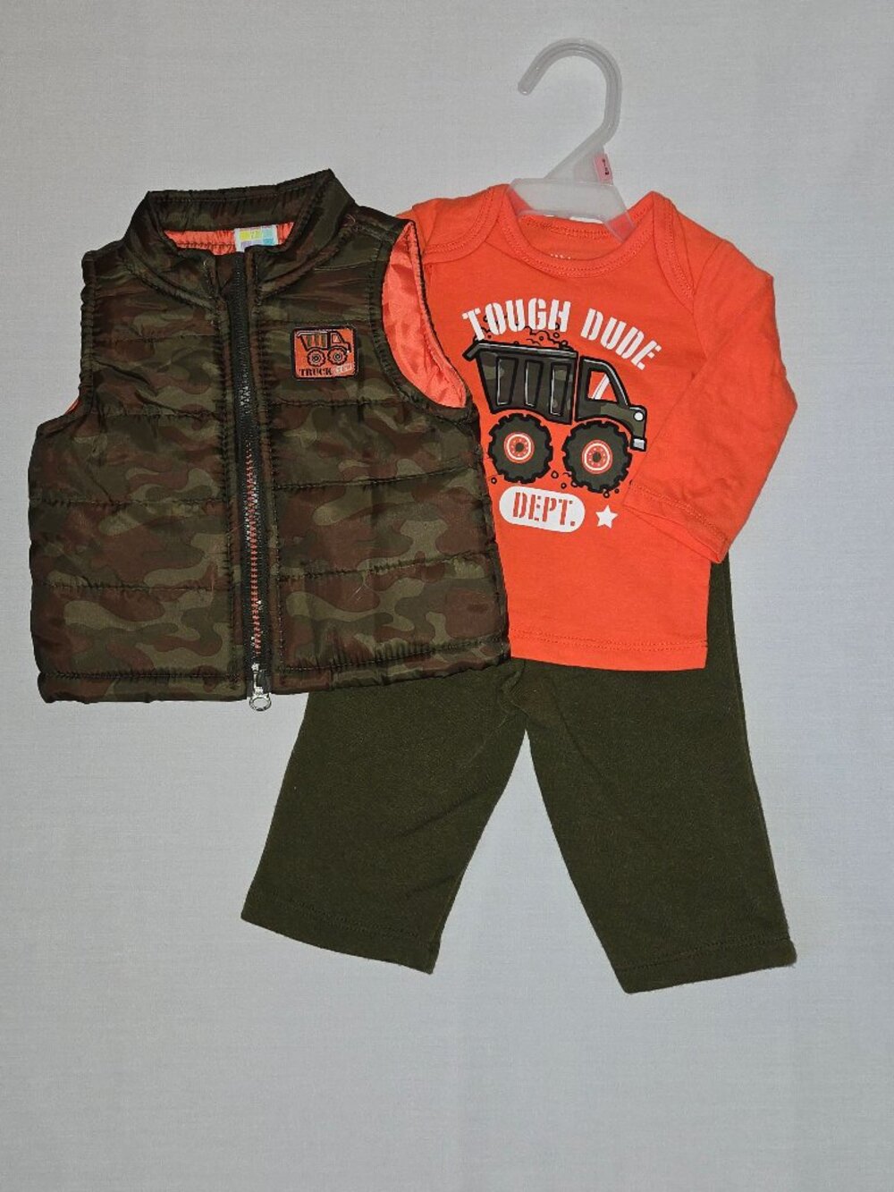 Healthtex Baby Boy Camo Vest Tough Dude 3 Piece Outfit Set 6-9M